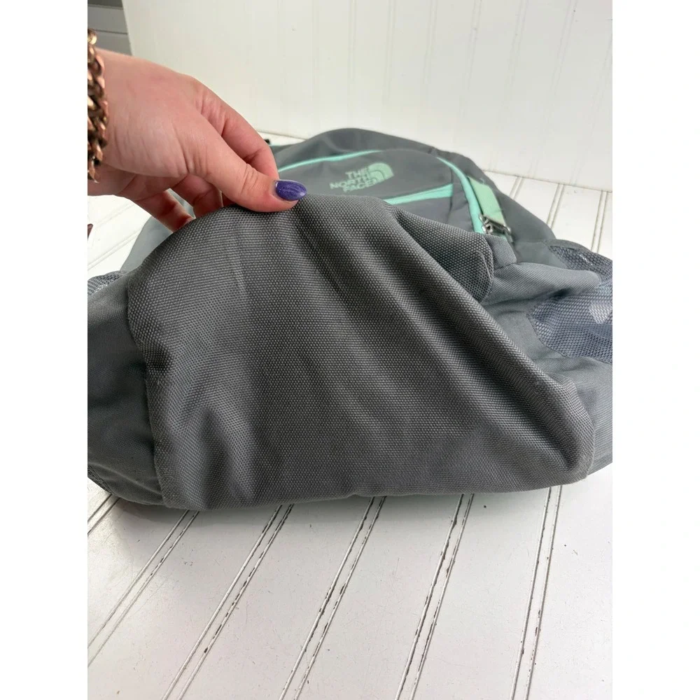 The North Face Pivoter Gray Mint Green Laptop School Backpack Bag